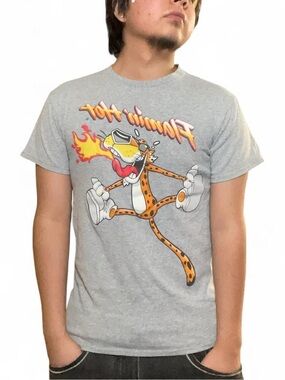Cheetos‎ Flamin' Hot Chester Cheetah Jumping Graphic T-Shirt - Gray